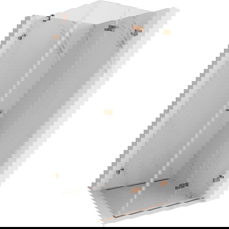 Mexen Lunar-F sulankstoma dešinė dušo kabina 80 x 80 cm, permatoma, rožinis auksas - 836-080-080-60-00-P