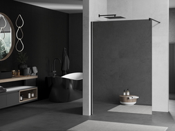 Mexen Kioto dušo sienelė Walk-in 90 x 200 cm, veidrodis 8 mm, juoda - 800-090-101-70-50
