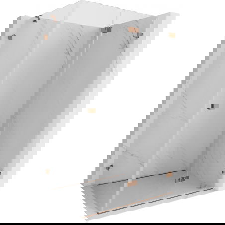 Mexen Lunar-F sulankstoma dešinė dušo kabina 95 x 90 cm, skaidri, rožinis auksas- 836-095-090-60-00-P