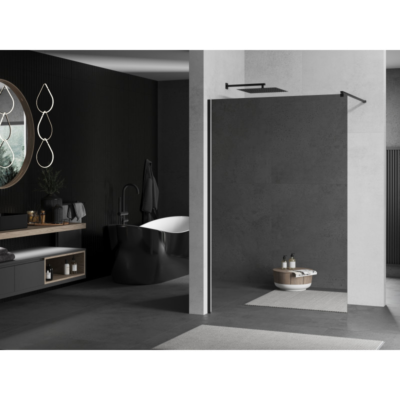 Mexen Kioto dušo sienelė Walk-in 120 x 200 cm, veidrodis 8 mm, juoda - 800-120-101-70-50