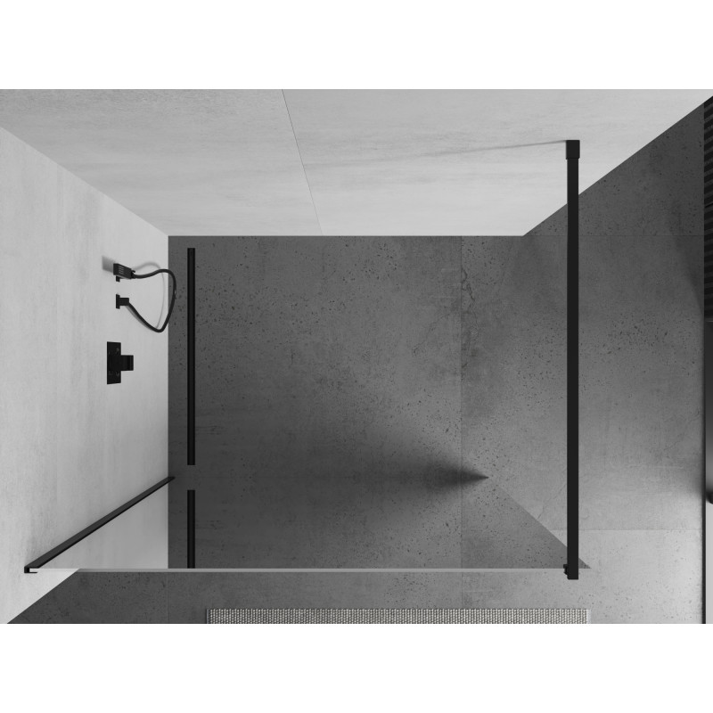 Mexen Kioto dušo sienelė Walk-in 120 x 200 cm, veidrodis 8 mm, juoda - 800-120-101-70-50