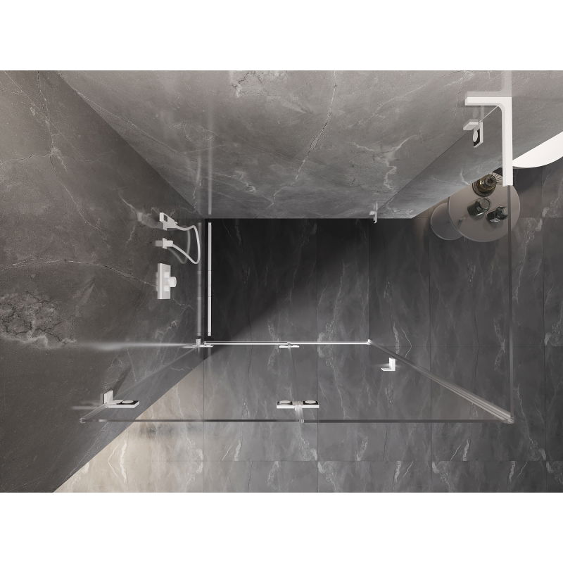 Mexen Lunar-F L sulankstoma dušo kabina kairioji 100 x 70 cm, skaidri, balta - 836L-100-070-20-00-L