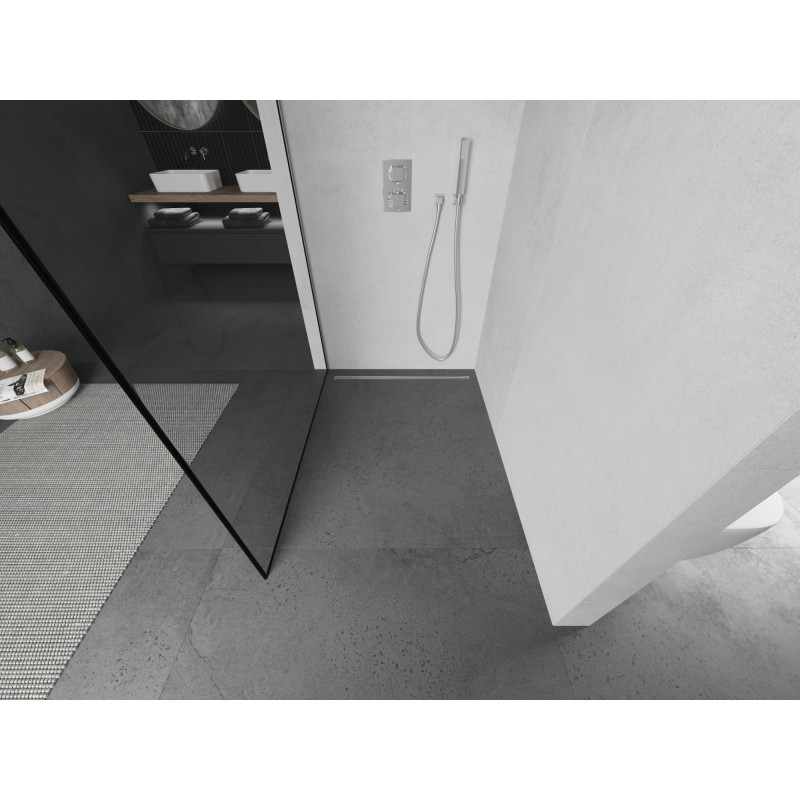 Mexen Kioto Dušo sienelė Walk-in 60 x 200 cm, juodas rėmas 8 mm, chromas - 800-060-101-01-70