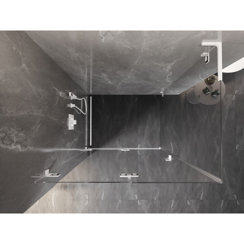 Mexen Lunar-F L Sulankstoma dušo kabina kairė 100 x 90 cm, permatomos, balta - 836L-100-090-20-00-L