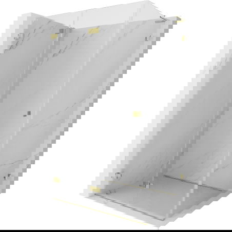 Mexen Lunar-F L sulankstoma dušo kabina kairė 90 x 70 cm, permatoma, auksinė - 836L-090-070-50-00-L