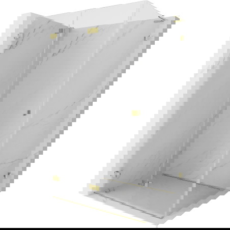 Mexen Lunar-F L sulankstoma dušo kabina kairė 100 x 80 cm, permatoma, auksinė - 836L-100-080-50-00-L