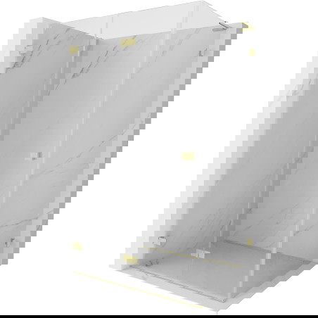 Mexen Lunar-F L sulankstoma dušo kabina kairė 100 x 90 cm, skaidri, aukso spalvos šlifuota - 836L-100-090-55-00-L