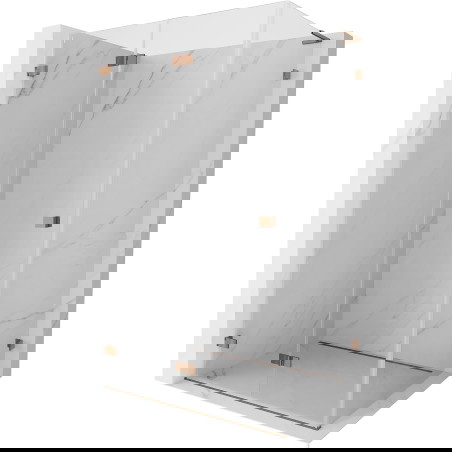 Mexen Lunar-F L sulankstoma dušo kabina kairė 95 x 80 cm, skaidri, rožinis auksas - 836L-095-080-60-00-L