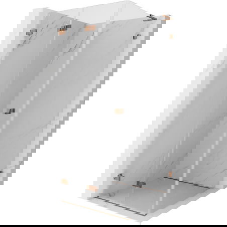 Mexen Lunar-F L sulankstoma kairinė dušo kabina 100 x 100 cm, skaidri, rausvas auksas - 836L-100-100-60-00-L