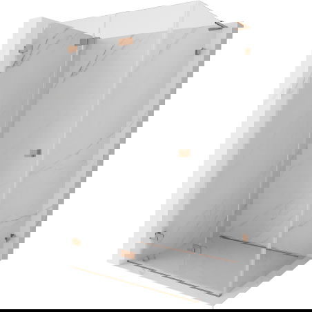 Mexen Lunar-F L sulankstoma kairinė dušo kabina 80 x 70 cm, skaidri, šlifuotas varis - 836L-080-070-65-00-L