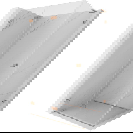 Mexen Lunar-F L sulankstoma dušo kabina, kairė 90 x 80 cm, skaidri, šlifuoto vario - 836L-090-080-65-00-L