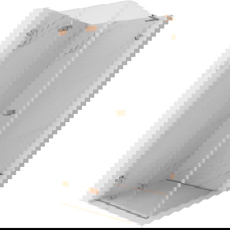 Mexen Lunar-F L sulankstoma dušo kabina, kairė, 90 x 90 cm, permatomos, šlifuotas varis - 836L-090-090-65-00-L