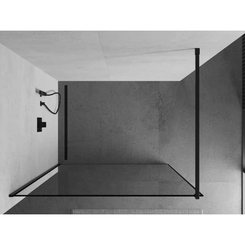 Mexen Kioto dušo siena Walk-in 50 x 200 cm, juodas rėmas 8 mm, juoda - 800-050-101-70-70
