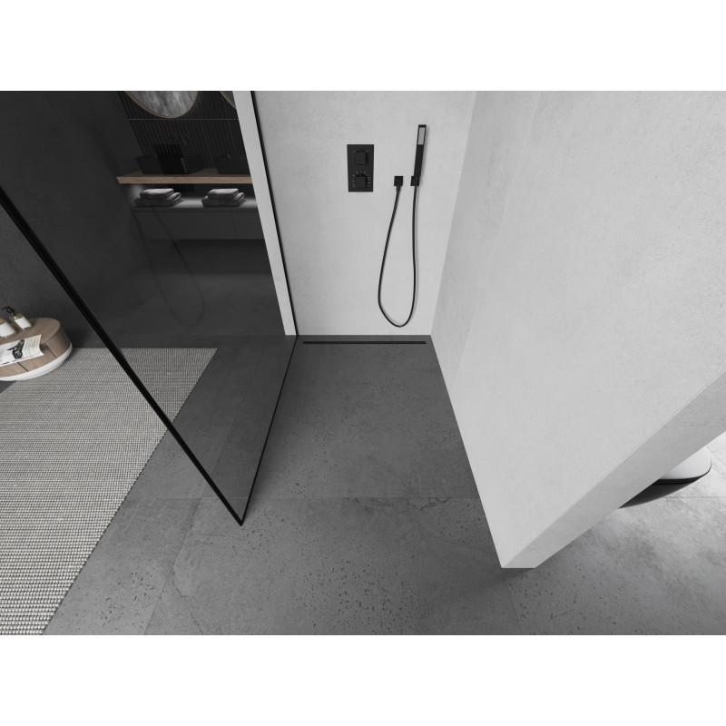 Mexen Kioto dušo siena Walk-in 70 x 200 cm, juodas rėmas 8 mm, juoda - 800-070-101-70-70