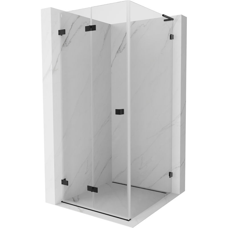 Mexen Lunar-F L sulankstoma dušo kabina kairė 70 x 70 cm, permatoma, juoda - 836L-070-070-70-00-L