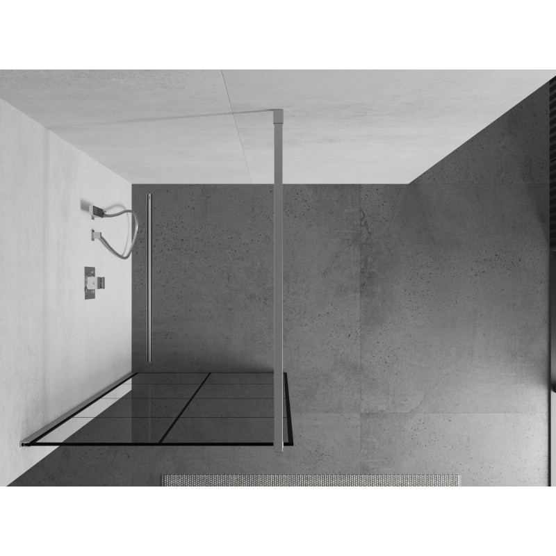 Mexen Kioto Dušo siena Walk-in 80 x 200 cm, juoda tinklelis 8 mm, chromas - 800-080-101-01-77