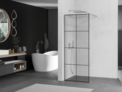 Mexen Kioto Dušo siena Walk-in 80 x 200 cm, juoda tinklelis 8 mm, chromas - 800-080-101-01-77