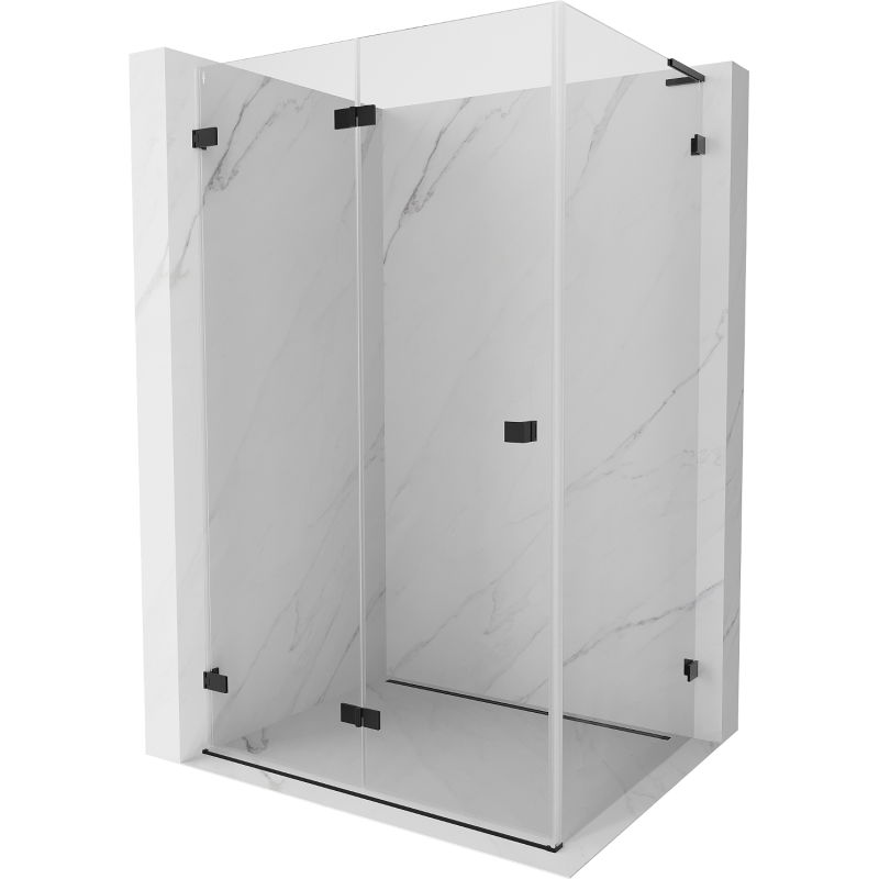 Mexen Lunar-F L sulankstoma dušo kabina kairė 95 x 90 cm, permatoma, juoda - 836L-095-090-70-00-L