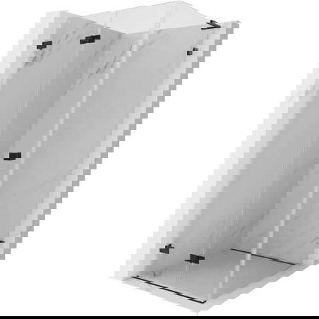 Mexen Lunar-F L sulankstoma kairioji dušo kabina 100 x 100 cm, skaidri, juoda - 836L-100-100-70-00-L