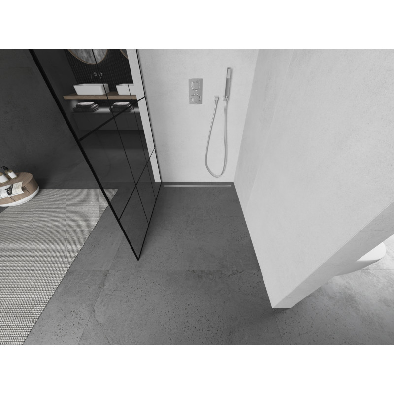 Mexen Kioto dušo siena Walk-in 110 x 200 cm, juodos grotelės 8 mm, chromas - 800-110-101-01-77
