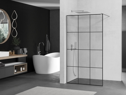 Mexen Kioto dušo siena Walk-in 110 x 200 cm, juodos grotelės 8 mm, chromas - 800-110-101-01-77