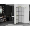 Mexen Kioto dušo siena Walk-in 100 x 200 cm, juodas tinklelis 8 mm, auksinė - 800-100-101-50-77