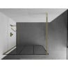 Mexen Kioto dušo siena Walk-in 120 x 200 cm, juodas tinklelis 8 mm, auksinis - 800-120-101-50-77