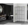 Mexen Kioto Stiklinė dušo sienelė Walk-in 130 x 200 cm, juodas tinklelis 8 mm, auksinė - 800-130-101-50-77