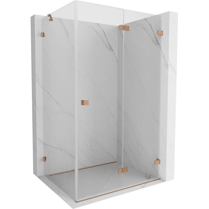 Mexen Lunar-F sulankstoma dušo kabina dešinė 85 x 80 cm, permatoma, šlifuotas varis- 836-085-080-65-00-P