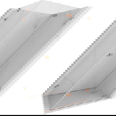 Mexen Lunar-F sulankstoma dešinės pusės dušo kabina 90 x 80 cm, skaidri, šlifuotas varis - 836-090-080-65-00-P