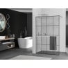 Mexen Kioto+ dušo siena su lentyna Walk-in 130 x 200 cm, juoda tinklelis, chromas - 800-130-121-01-77