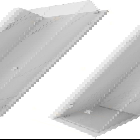 Mexen Lunar-F L sulankstoma kairėje pusėje esanti dušo kabina 95 x 90 cm, skaidri, šlifuotas nikelis - 836L-095-090-97-00-L