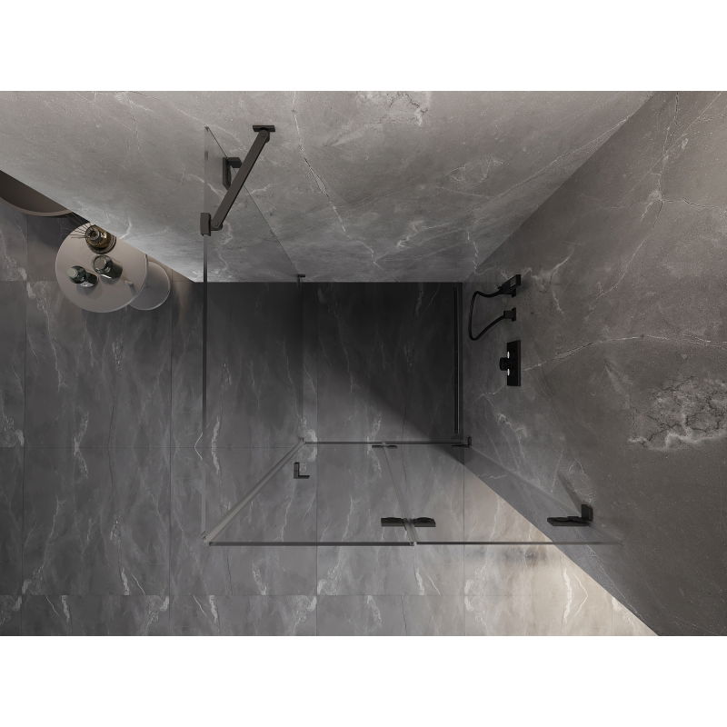 Mexen Lunar-F dušo kabina sulankstoma dešinė 100 x 100 cm, skaidri, šešėlių pilka šlifuota - 836-100-100-66-00-P