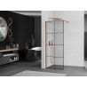 Mexen Kioto dušo sienelė Walk-in 90 x 200 cm, juodas tinklelis 8 mm, rožinis auksas - 800-090-101-60-77