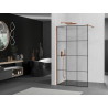 Mexen Kioto Dušo sienelė Walk-in 100 x 200 cm, juodas tinklelis 8 mm, rožinis auksas - 800-100-101-60-77