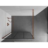 Mexen Kioto Dušo sienelė Walk-in 100 x 200 cm, juodas tinklelis 8 mm, rožinis auksas - 800-100-101-60-77