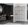 Mexen Kioto dušo sienelė Walk-in 140 x 200 cm, juodas tinklelis 8 mm, rožinis auksas - 800-140-101-60-77