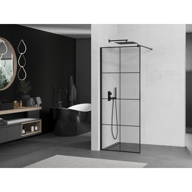 Mexen Kioto dušo siena Walk-in 80 x 200 cm, juoda gardelė 8 mm, juoda - 800-080-101-70-77