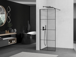 Mexen Kioto dušo sienelė Walk-in 90 x 200 cm, juodas tinklelis 8 mm, juoda - 800-090-101-70-77