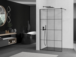 Mexen Kioto dušo sienelė Walk-in 100 x 200 cm, juodas tinklelis 8 mm, juodas - 800-100-101-70-77