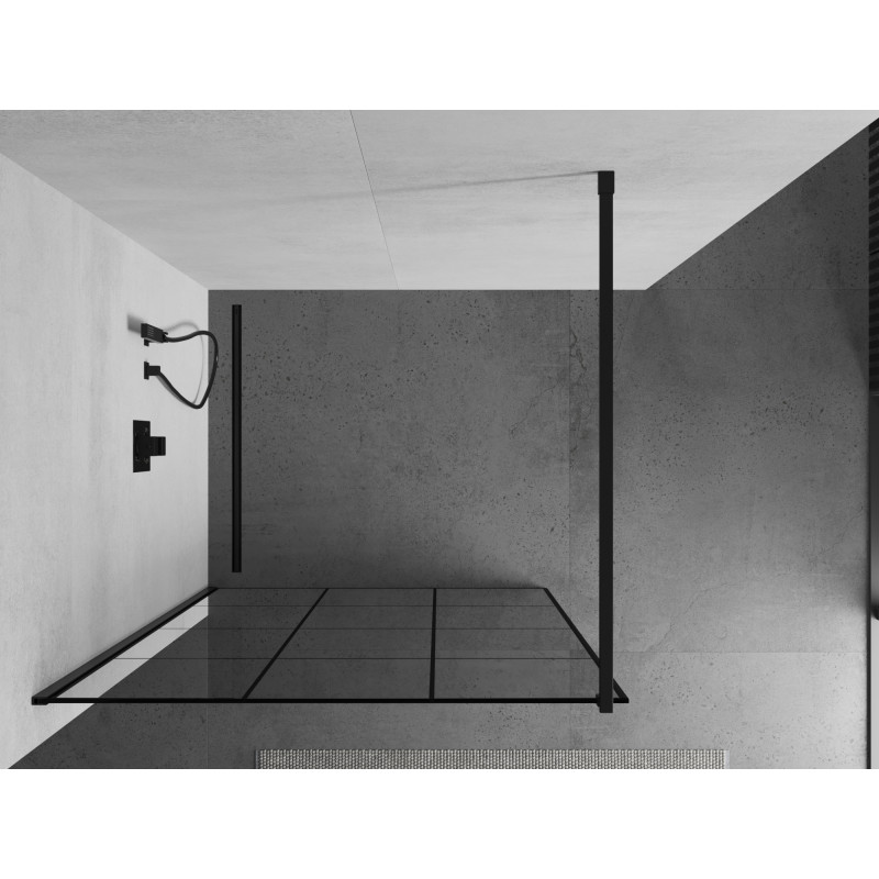 Mexen Kioto dušo sienelė Walk-in 100 x 200 cm, juodas tinklelis 8 mm, juodas - 800-100-101-70-77