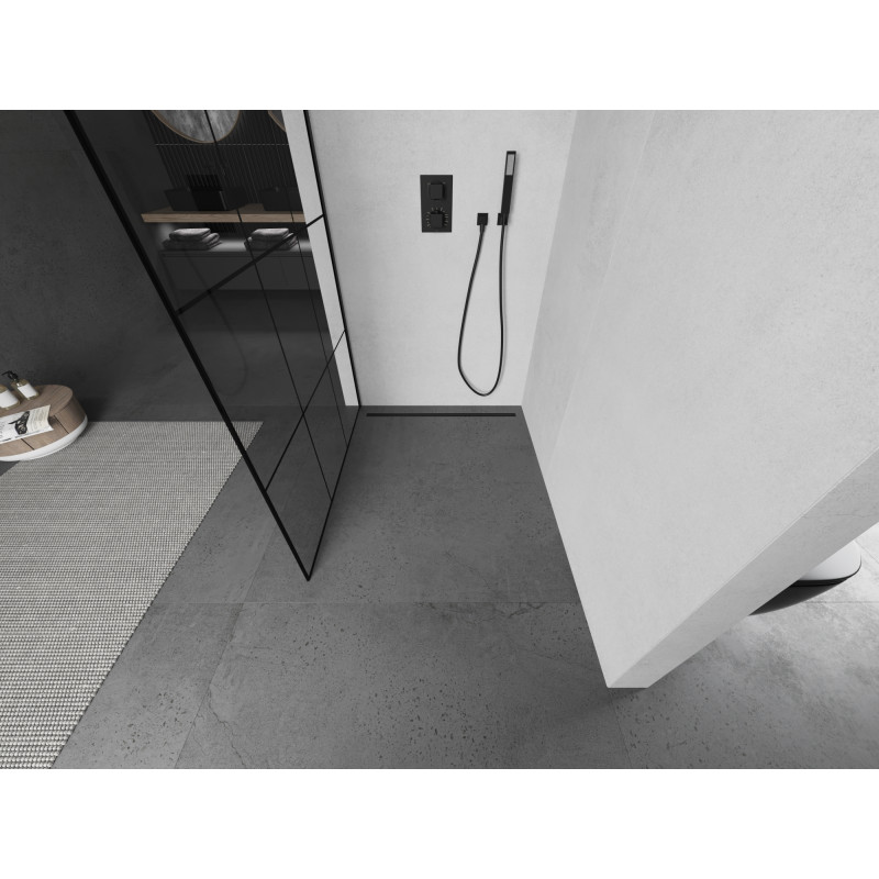 Mexen Kioto dušo siena Walk-in 120 x 200 cm, juoda tinklelio 8 mm, juoda - 800-120-101-70-77