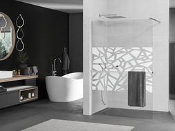 Mexen Kioto+ dušo pertvara su lentyna Walk-in 80 x 200 cm, baltas raštas, chromas - 800-080-121-01-85