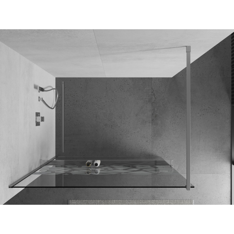 Mexen Kioto+ dušo siena su Walk-in lentyna 80 x 200 cm, baltas raštas, chromas - 800-080-121-01-85