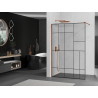 Mexen Kioto dušinės sienelė Walk-in 90 x 200 cm, juodas raštas 8 mm, rausvas auksas - 800-090-101-60-78
