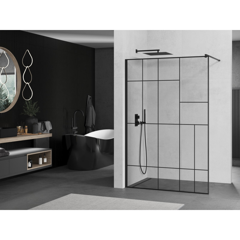 Mexen Kioto dušo siena Walk-in 70 x 200 cm, juodas raštas 8 mm, juoda - 800-070-101-70-78