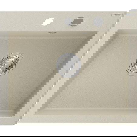 Mexen Elix granitinė vienos kameros virtuvės kriauklė 600 x 500 mm, smėlinė, chromuotas sifonas - 6525601005-69