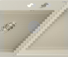 Mexen Elix granitinė vienos kameros virtuvės kriauklė 600 x 500 mm, smėlinė, chromuotas sifonas - 6525601005-69