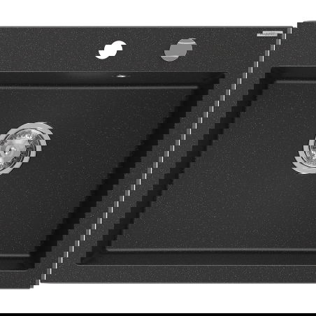 Mexen Elix vienos kameros granito plautuvė 600 x 500 mm, juoda/sidabrinė metalo spalva, chromuotas sifonas - 6525601005-73