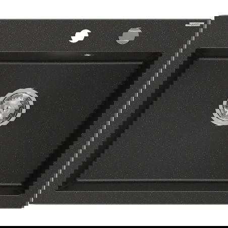 Mexen Elix granito plautuvė 1 skyrius 600 x 500 mm, juoda/auksinis metalikas, chromuotas sifonas - 6525601005-75